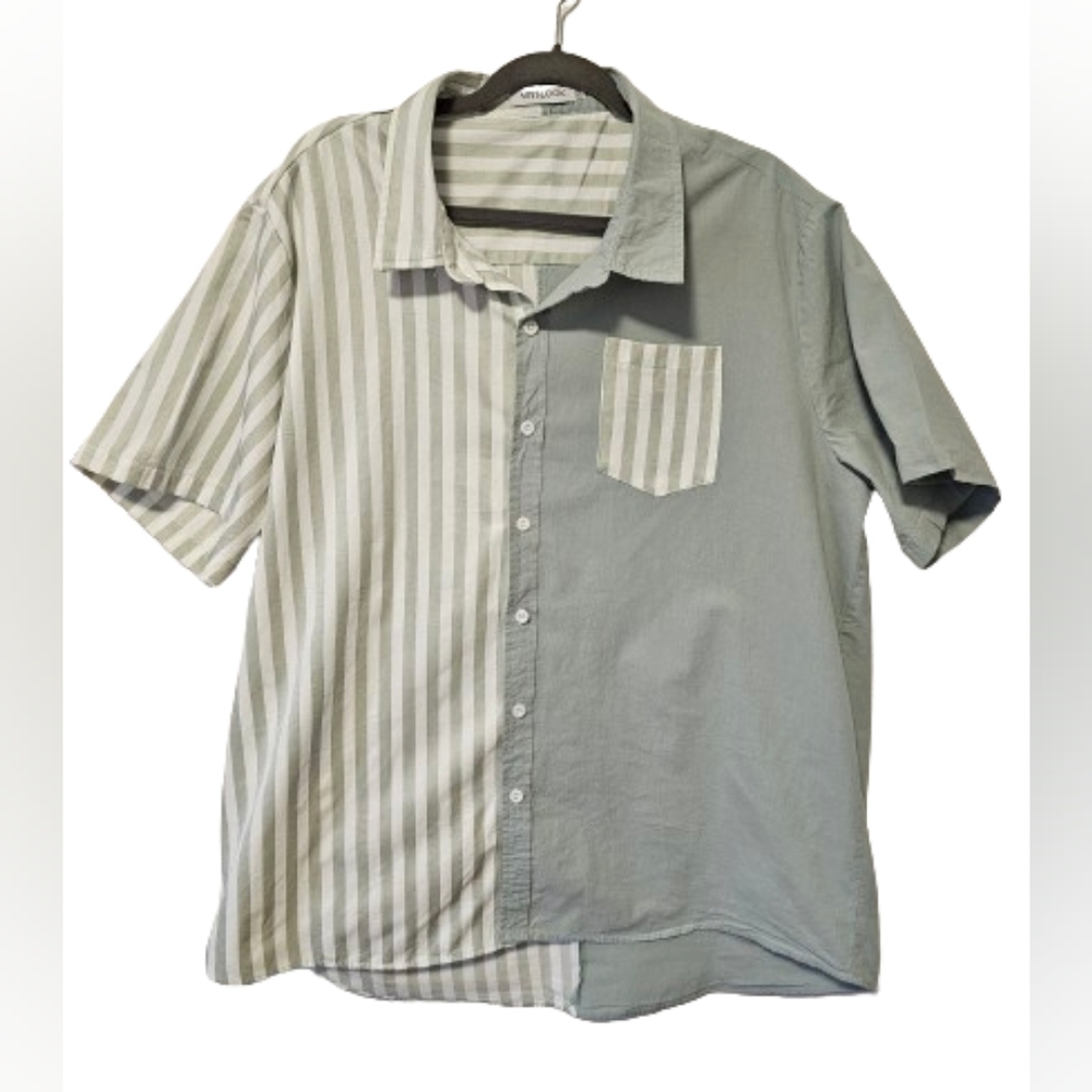 Misslook 90s Look Cotton Button Down Striped Oversized Women's Size 2XL